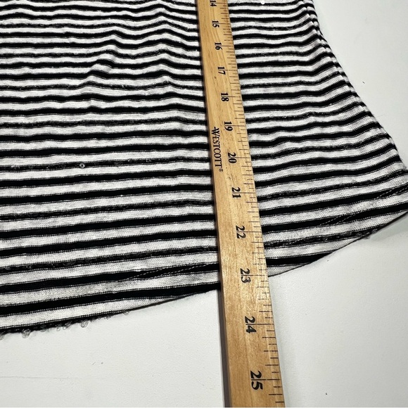 Talbots Linen Blend Black and White Striped Short Sleeve Tee - Picture 6 of 7
